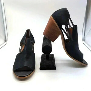 Susina Pierson Lea Leather Block Heeled Peep Toe Bootie Black Women's sz 12